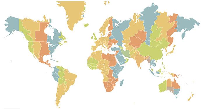 Vorschaubild der Weltkarte mit Zeitzonen